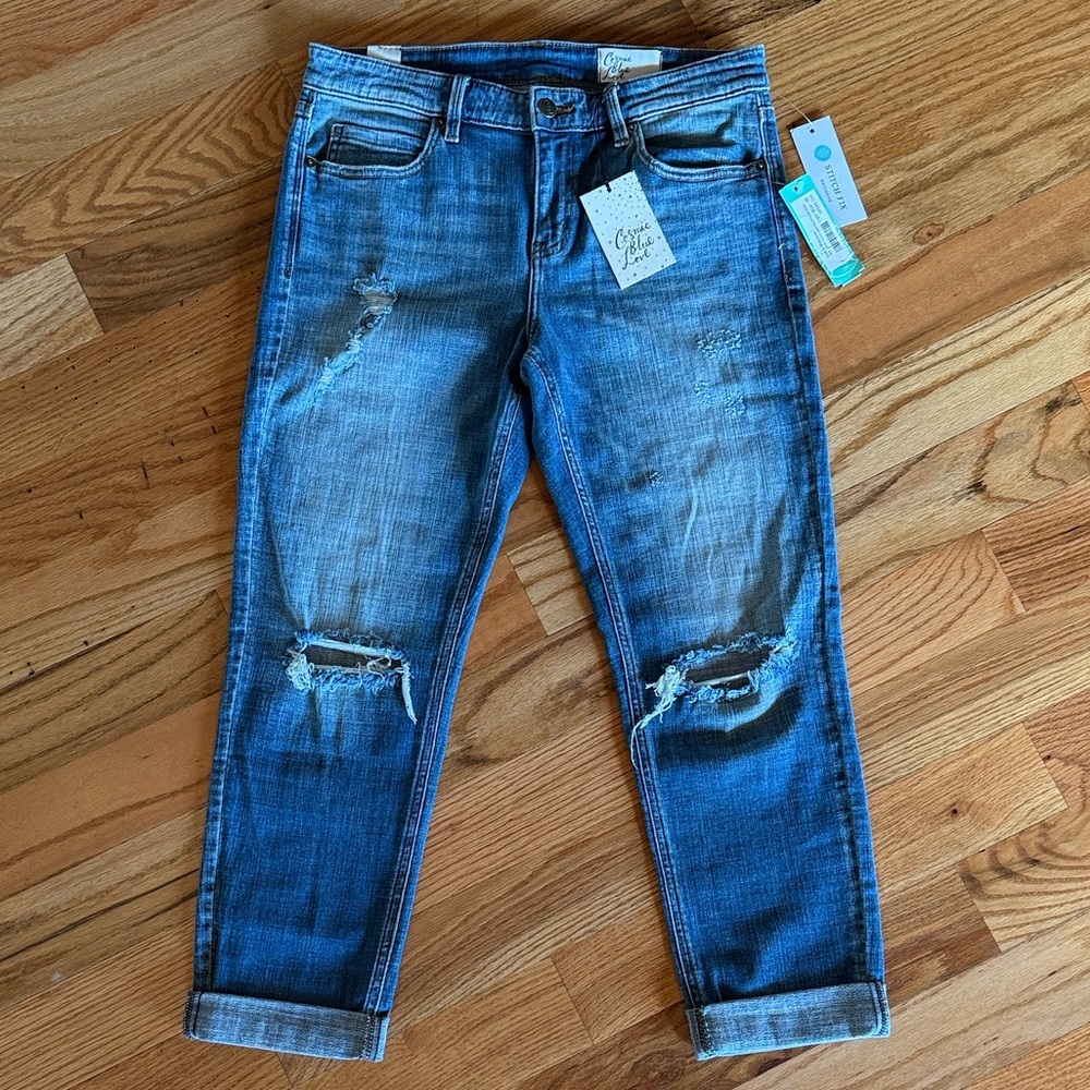 New Cosmic Love Adrienne Distressed Boyfriend Blue Jeans